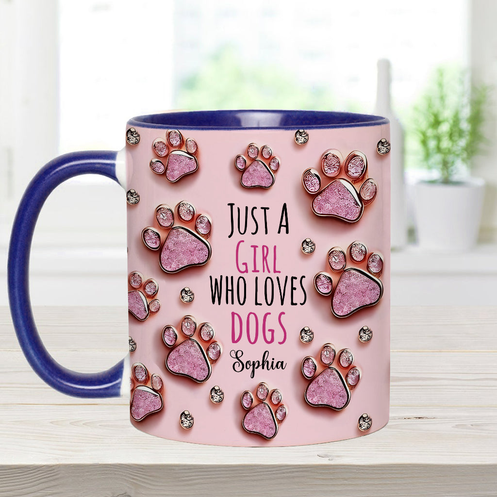 Einfach ein Mädchen, das Hunde liebt – personalisierte Tasse mit Hundemotiv