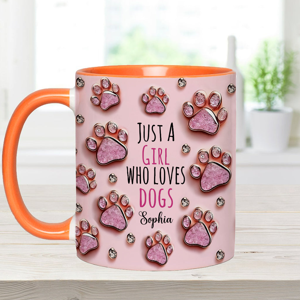 Einfach ein Mädchen, das Hunde liebt – personalisierte Tasse mit Hundemotiv