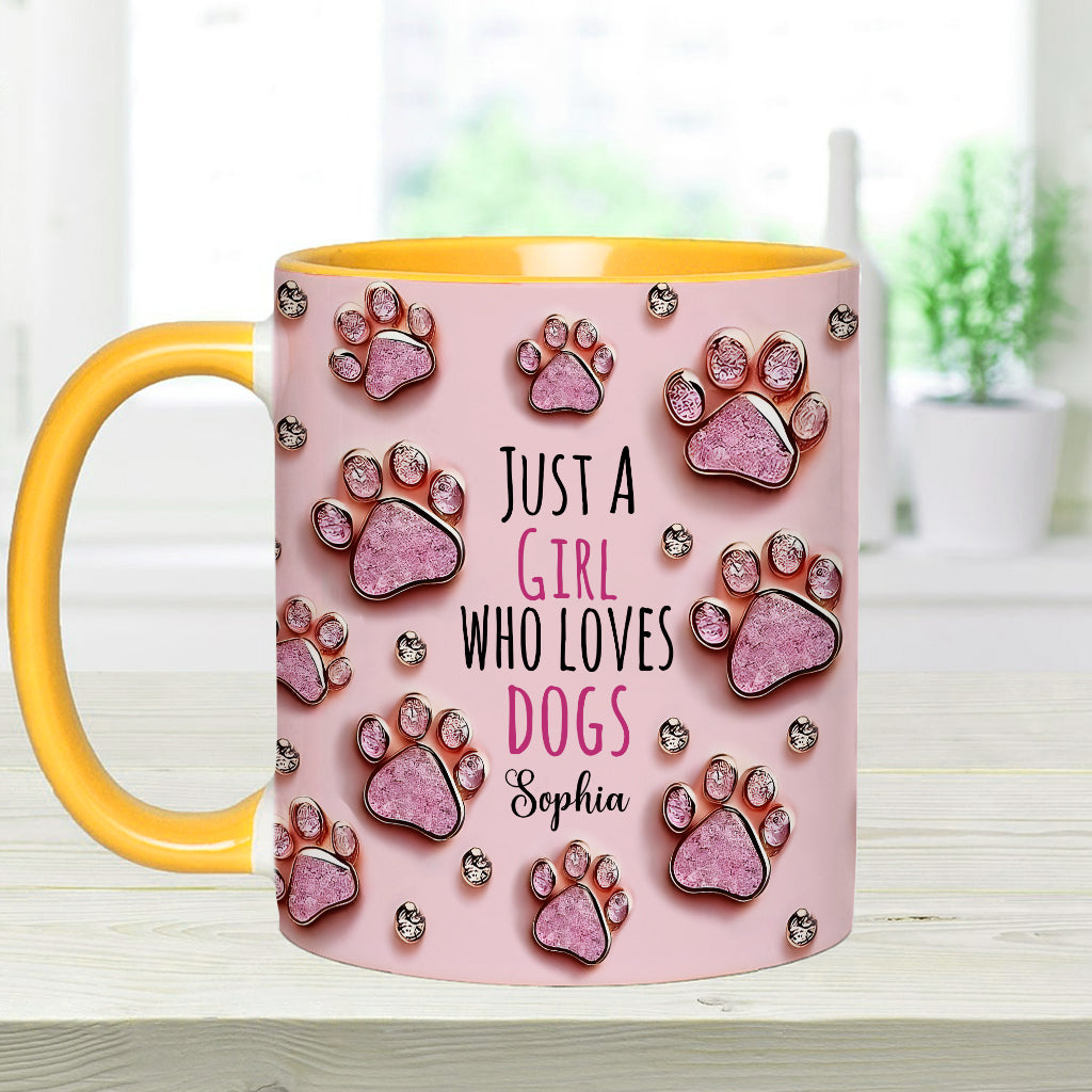 Einfach ein Mädchen, das Hunde liebt – personalisierte Tasse mit Hundemotiv