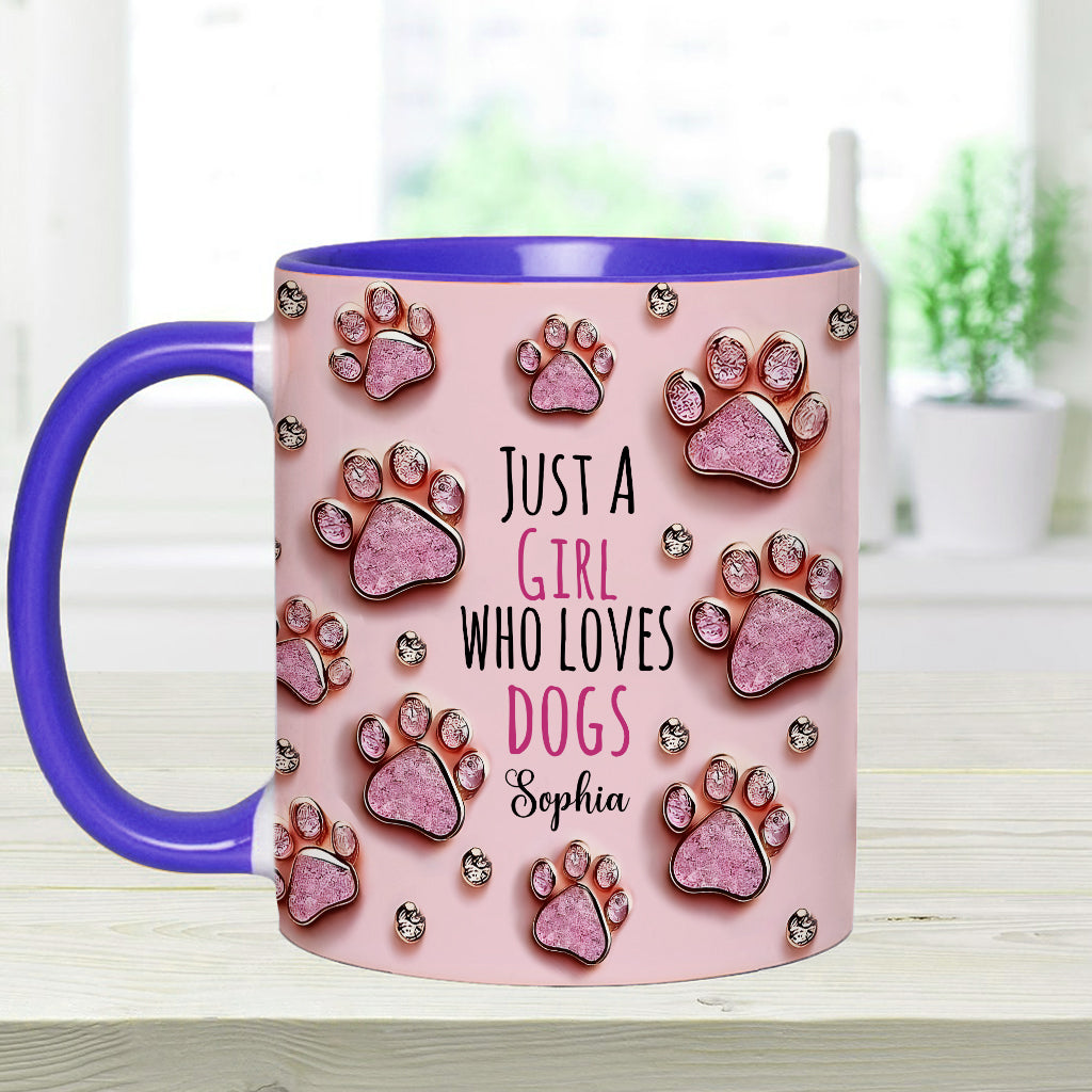 Einfach ein Mädchen, das Hunde liebt – personalisierte Tasse mit Hundemotiv