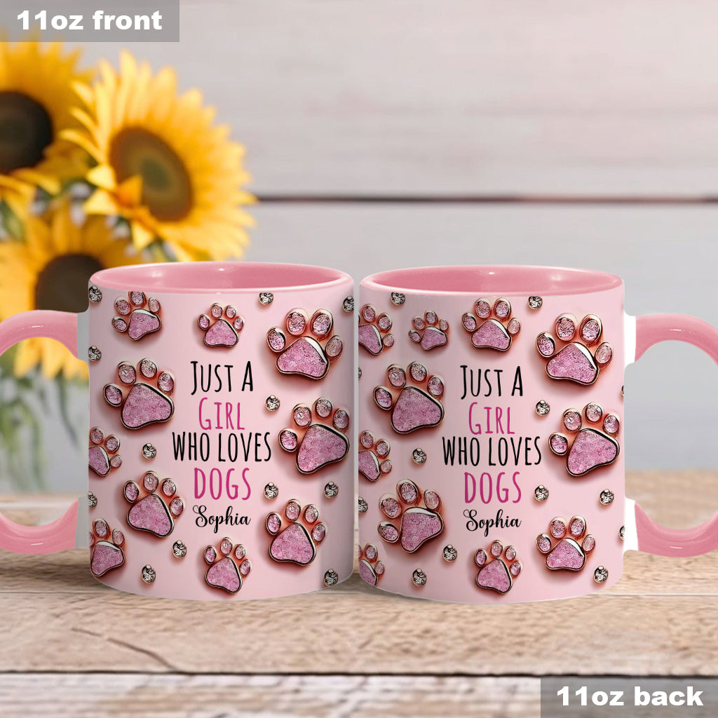 Einfach ein Mädchen, das Hunde liebt – personalisierte Tasse mit Hundemotiv