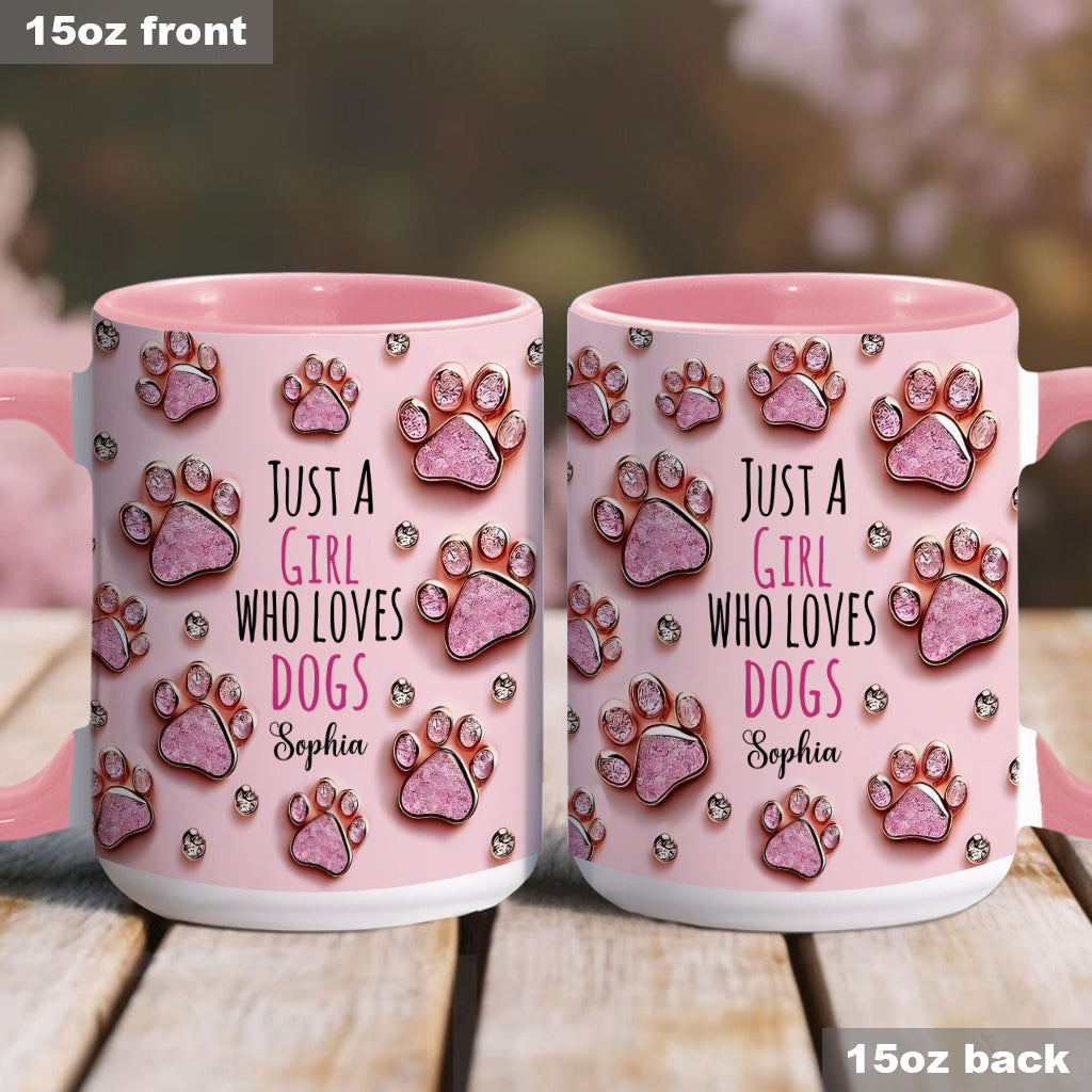 Einfach ein Mädchen, das Hunde liebt – personalisierte Tasse mit Hundemotiv
