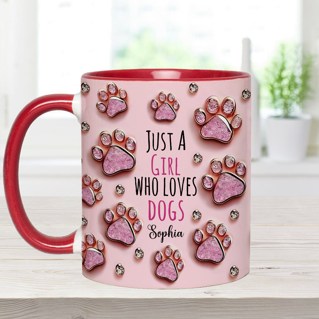 Einfach ein Mädchen, das Hunde liebt – personalisierte Tasse mit Hundemotiv