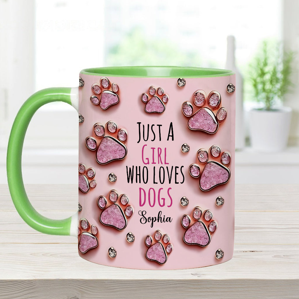 Einfach ein Mädchen, das Hunde liebt – personalisierte Tasse mit Hundemotiv
