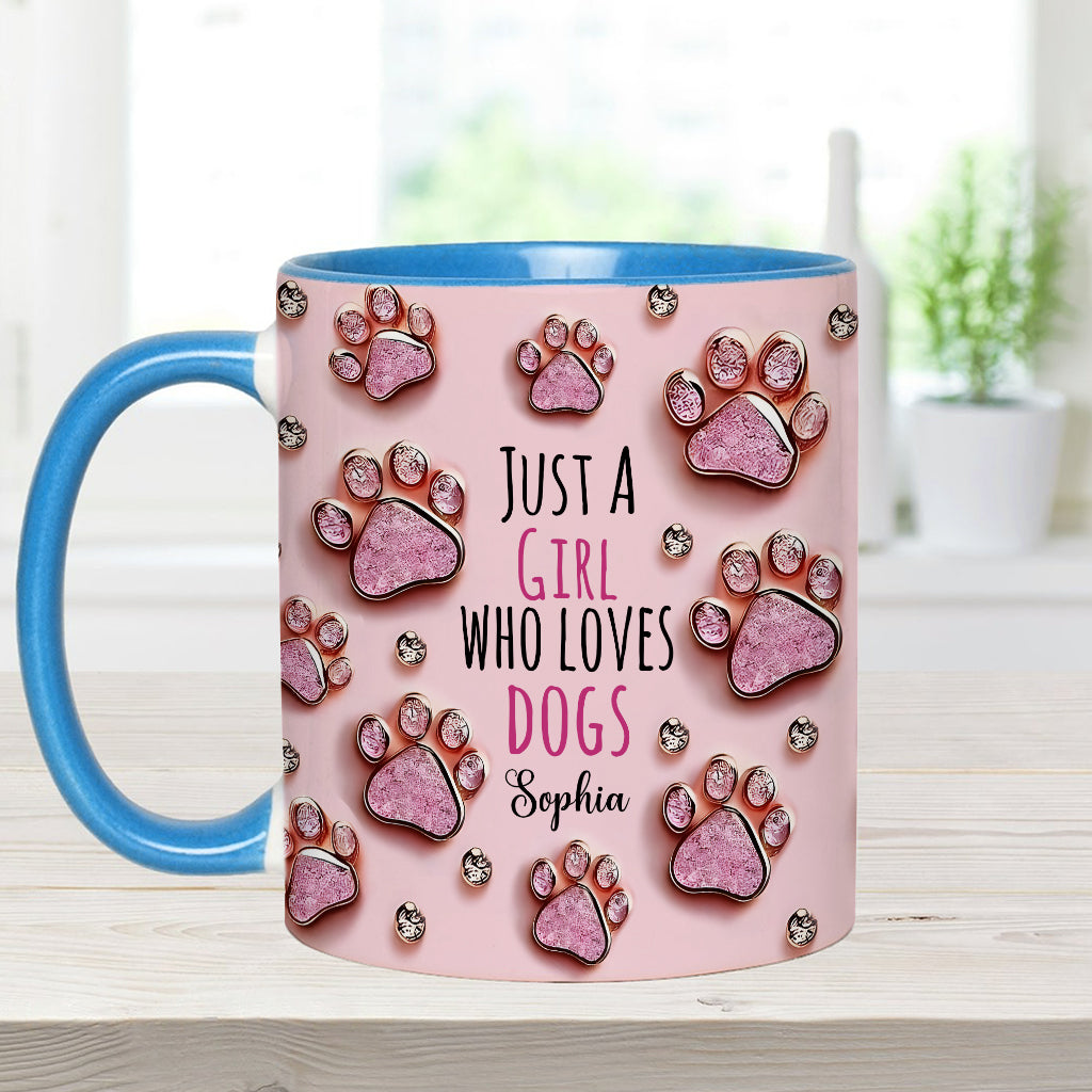 Einfach ein Mädchen, das Hunde liebt – personalisierte Tasse mit Hundemotiv