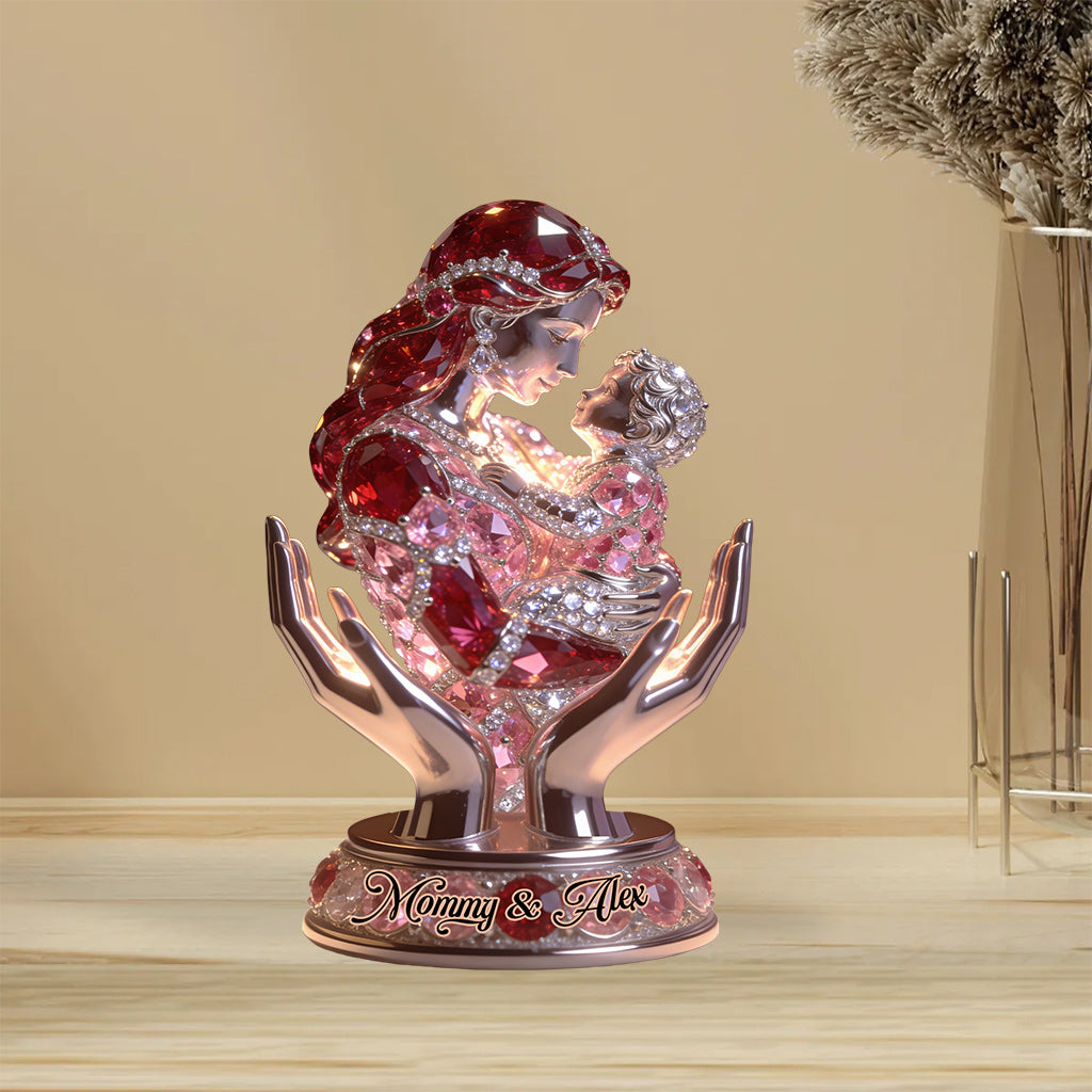 Mom And Kid - Personalized Mother Custom Shaped Acrylic Plaque