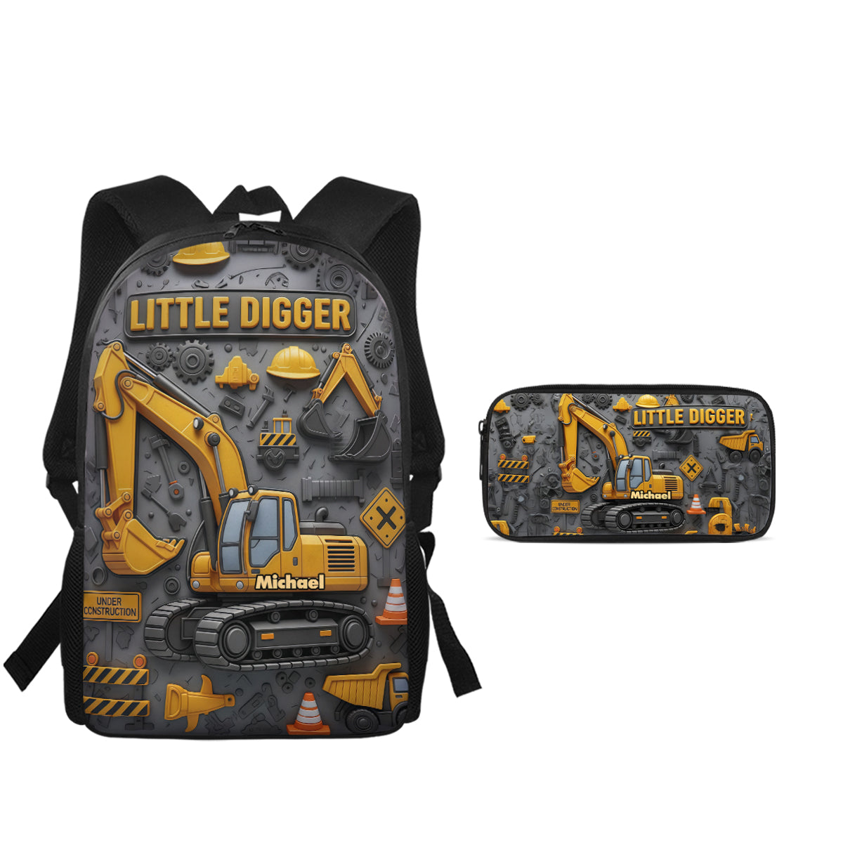 Littie Digger - Personalized Kid Backpack Lunch Bag Pencil Case Set