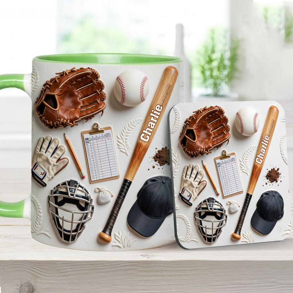 Love Baseball - Personalized Baseball Accent Mug & Coaster