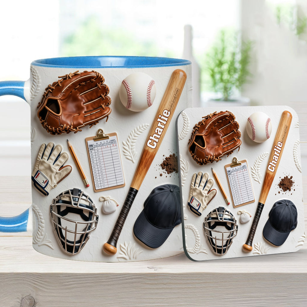 Love Baseball - Personalized Baseball Accent Mug & Coaster