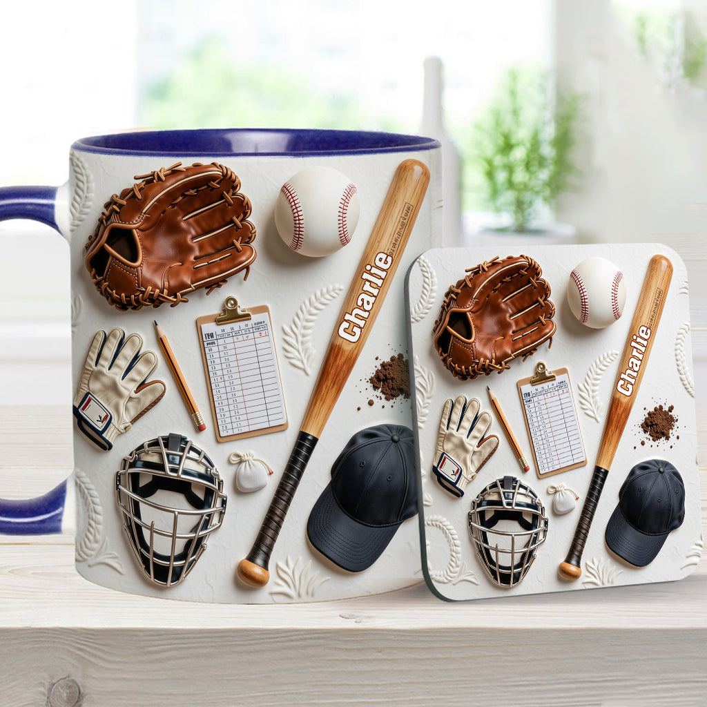 Love Baseball - Personalized Baseball Accent Mug & Coaster