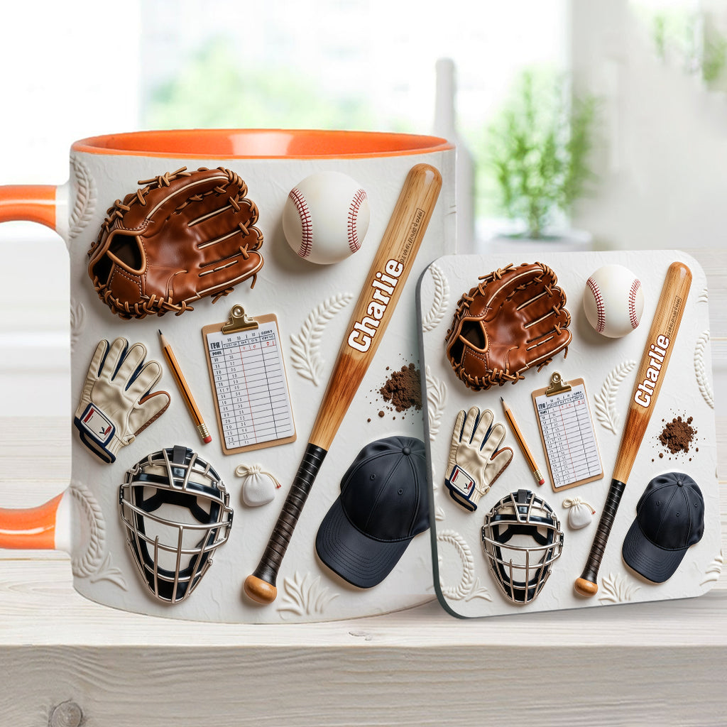 Love Baseball - Personalized Baseball Accent Mug & Coaster