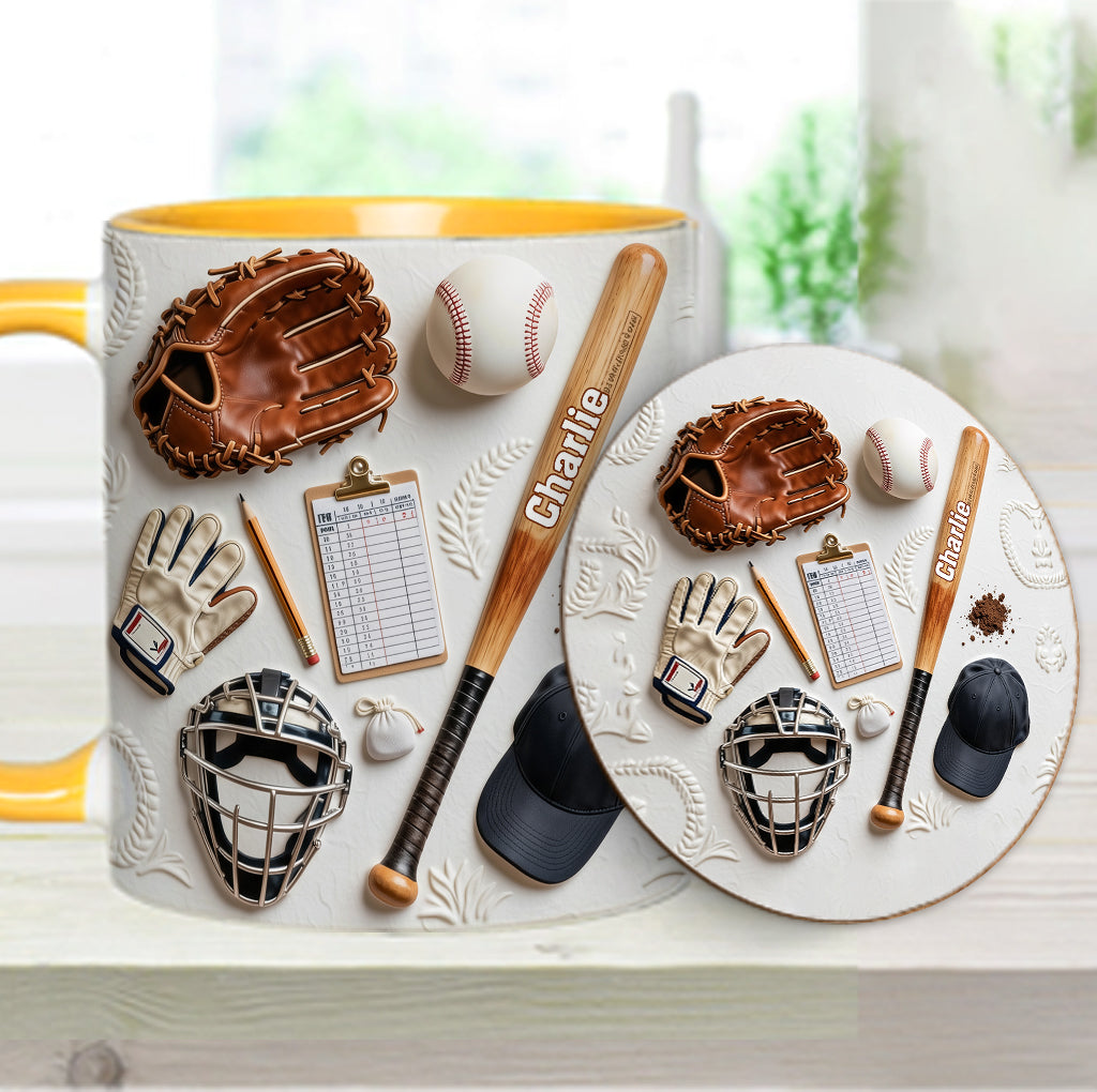 Love Baseball - Personalized Baseball Accent Mug & Coaster