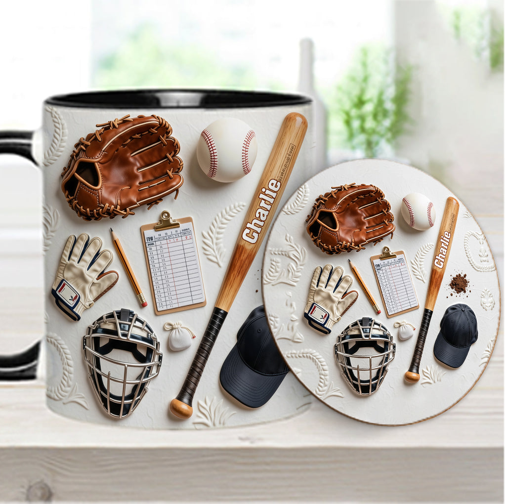 Love Baseball - Personalized Baseball Accent Mug & Coaster