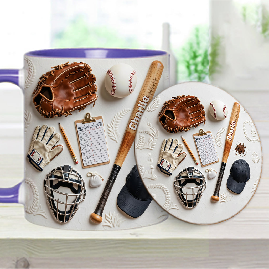 Love Baseball - Personalized Baseball Accent Mug & Coaster