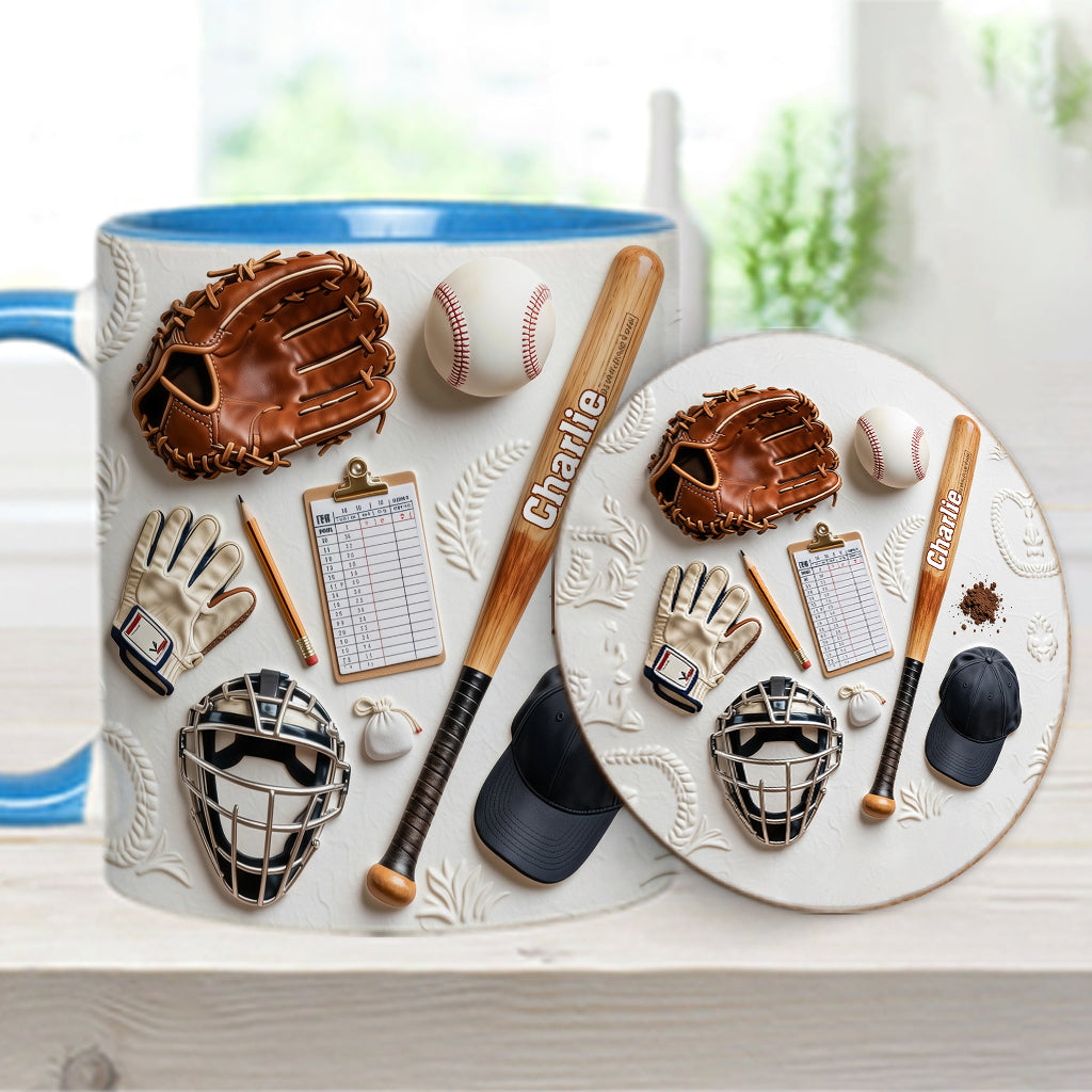 Love Baseball - Personalized Baseball Accent Mug & Coaster