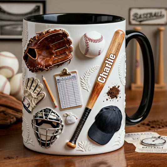 Baseball-Liebe – Personalisierte Tasse und Untersetzer mit Baseball-Motiv