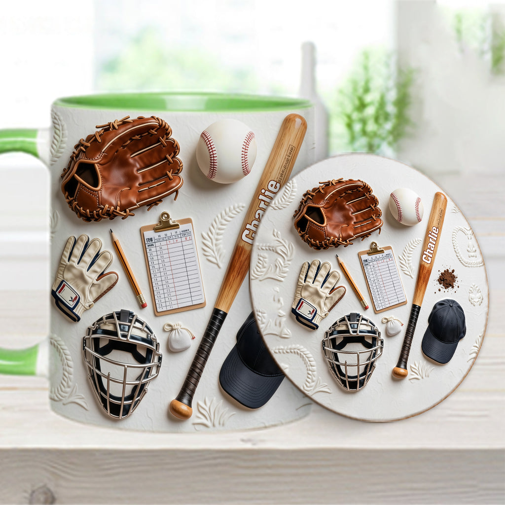 Love Baseball - Personalized Baseball Accent Mug & Coaster