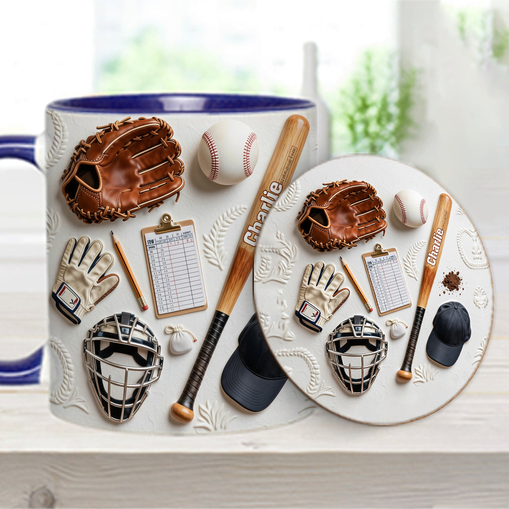 Love Baseball - Personalized Baseball Accent Mug & Coaster