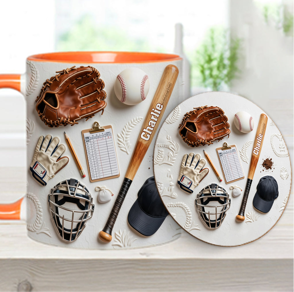 Love Baseball - Personalized Baseball Accent Mug & Coaster