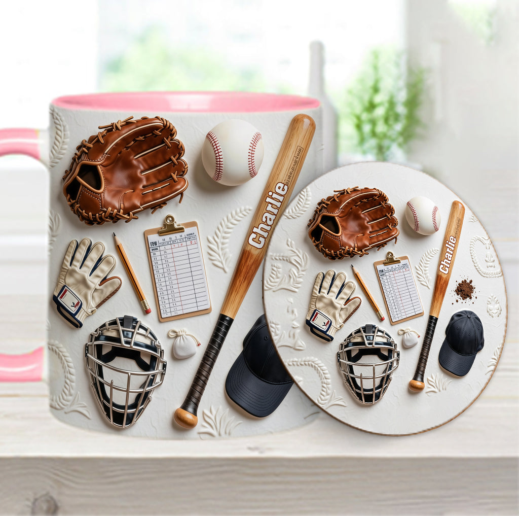 Love Baseball - Personalized Baseball Accent Mug & Coaster