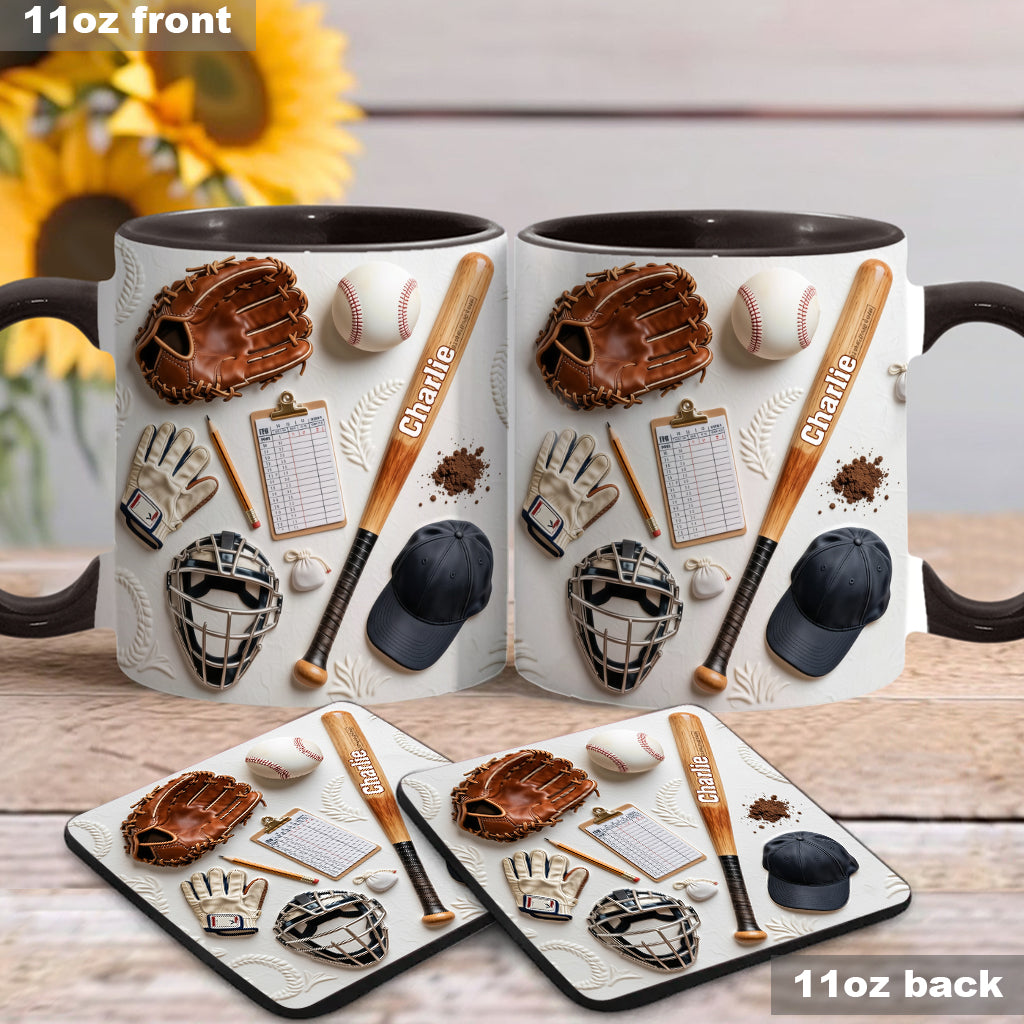 Love Baseball - Personalized Baseball Accent Mug & Coaster