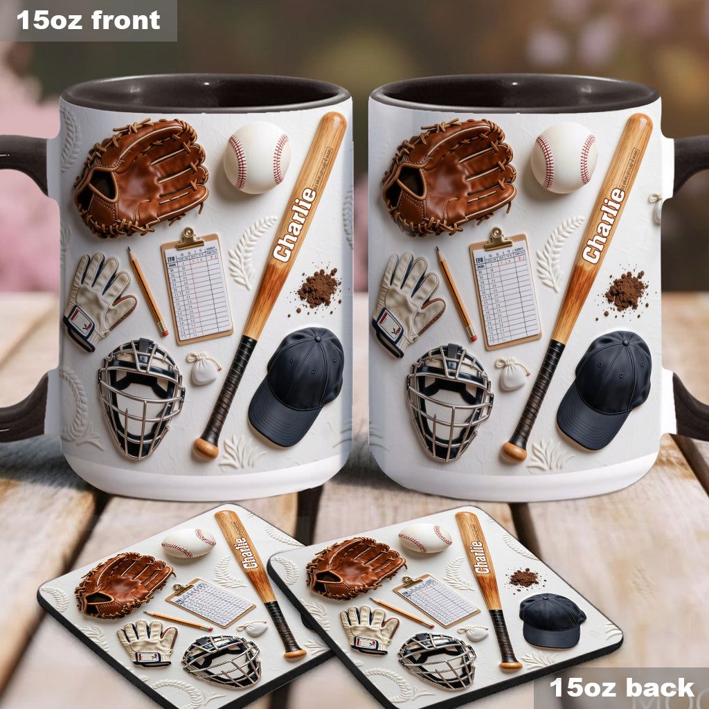 Love Baseball - Personalized Baseball Accent Mug & Coaster