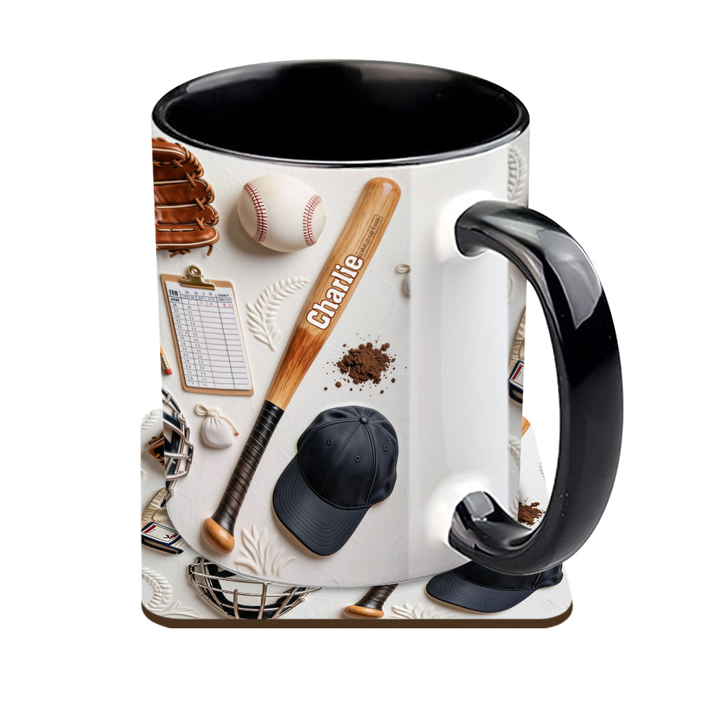 Love Baseball - Personalized Baseball Accent Mug & Coaster