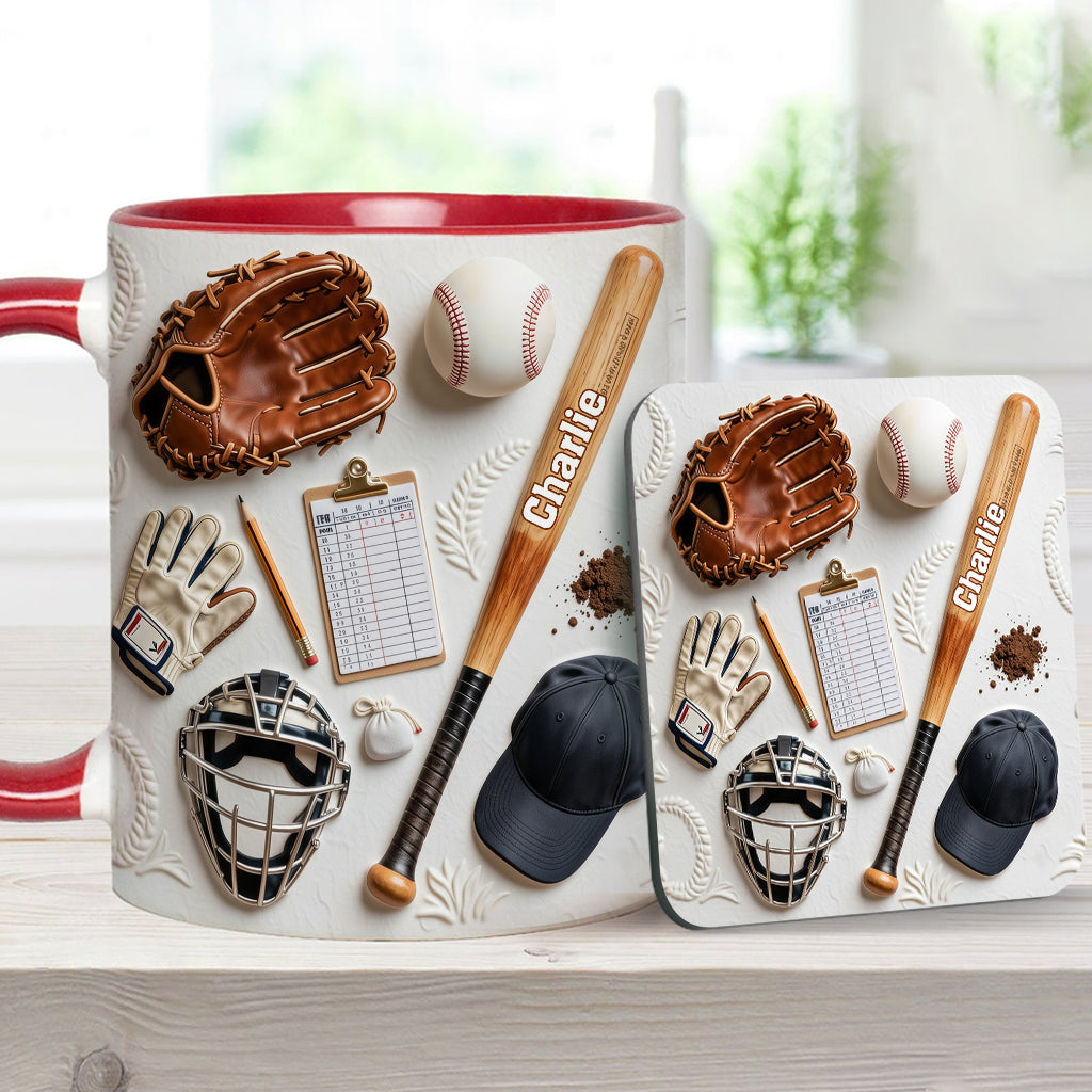 Love Baseball - Personalized Baseball Accent Mug & Coaster