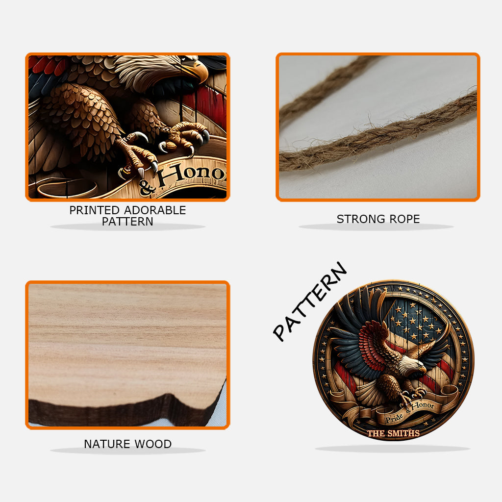 Stolz & Ehre – Personalisiertes Holzschild mit Weißkopfseeadler in individueller Form