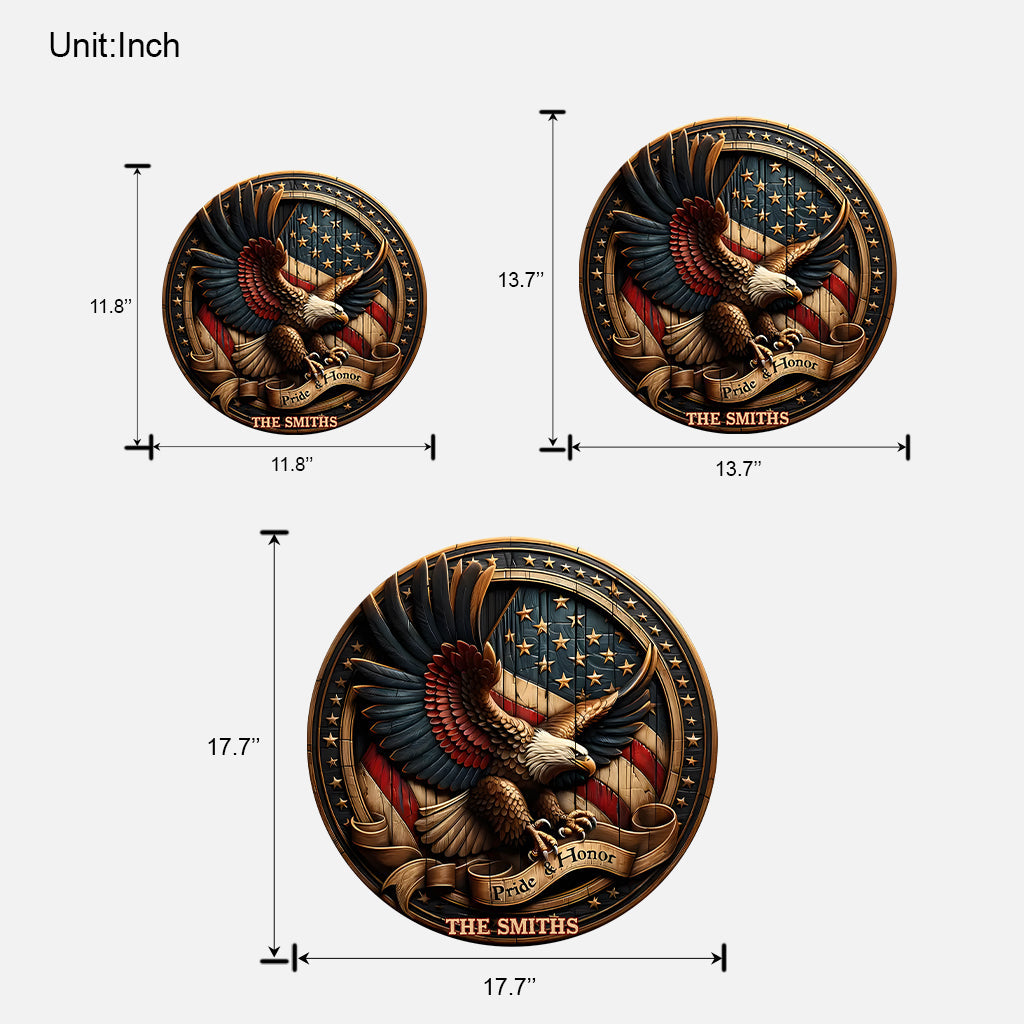 Stolz & Ehre – Personalisiertes Holzschild mit Weißkopfseeadler in individueller Form