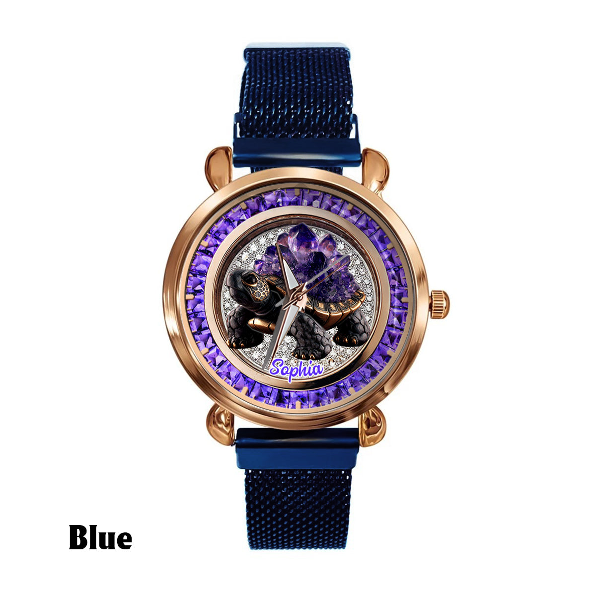 Amethyst/ Rose Quartz/ Ruby/... Style Turtle - Personalized Turtle Women Hand Watch