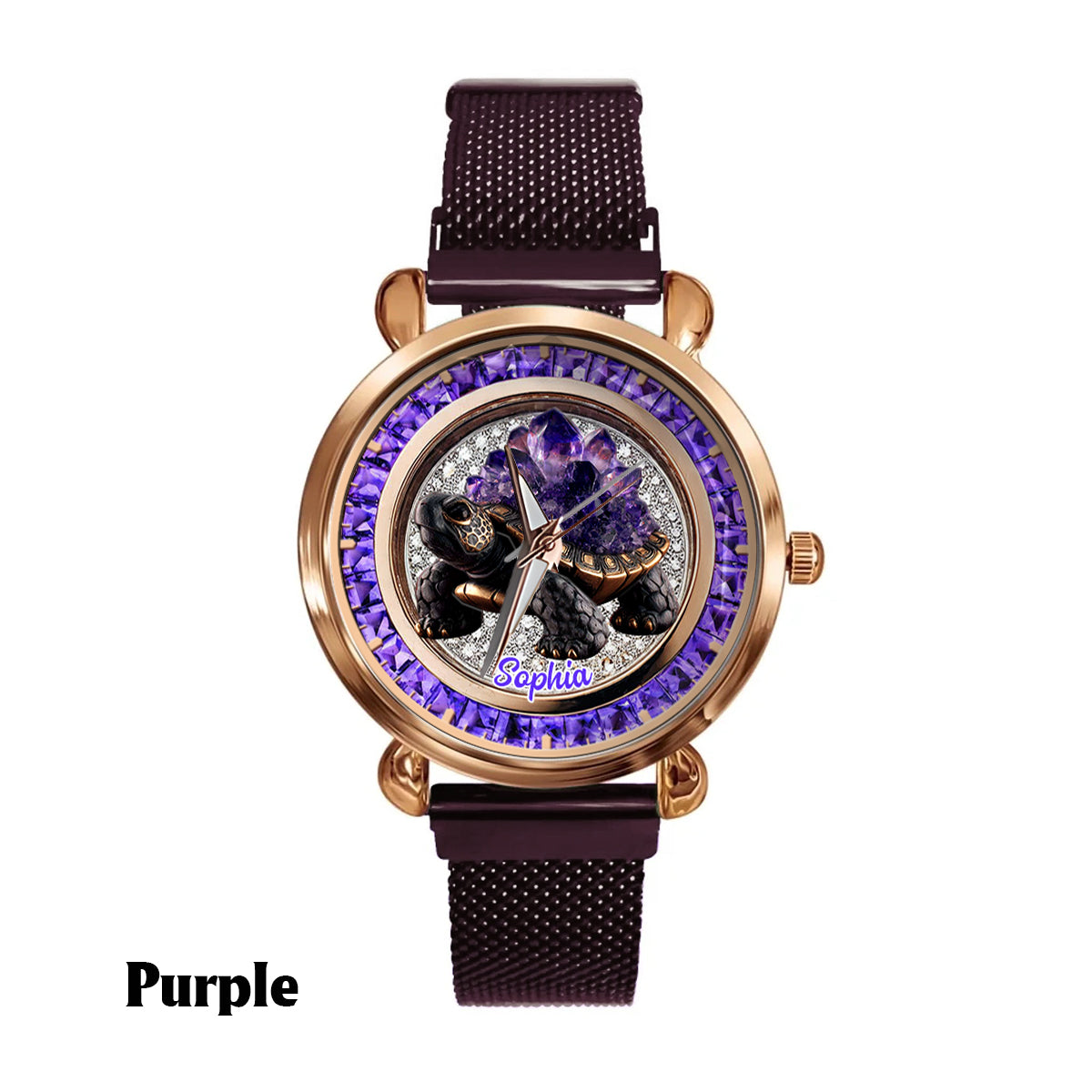 Amethyst/ Rose Quartz/ Ruby/... Style Turtle - Personalized Turtle Women Hand Watch