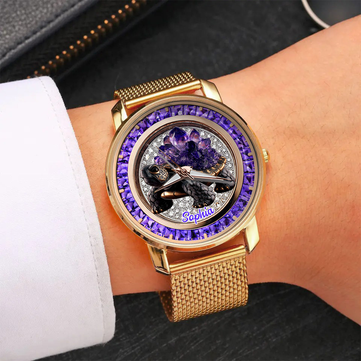 Amethyst/ Rose Quartz/ Ruby/... Style Turtle - Personalized Turtle Women Hand Watch