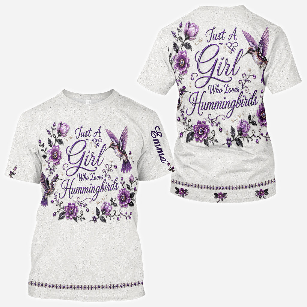 Just A Girl Who Loves Hummingbirds - Personalized Hummingbird All Over Shirt