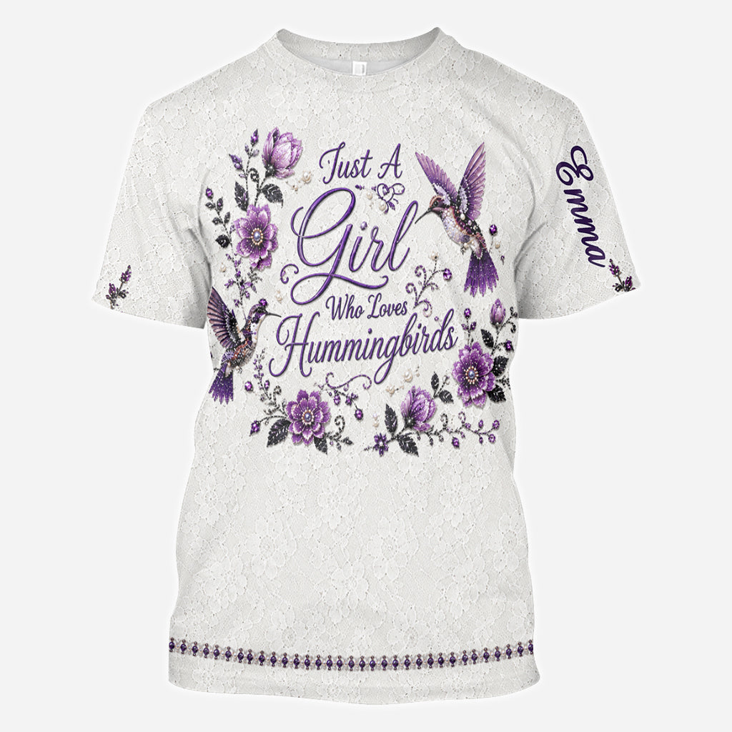 Just A Girl Who Loves Hummingbirds - Personalized Hummingbird All Over Shirt