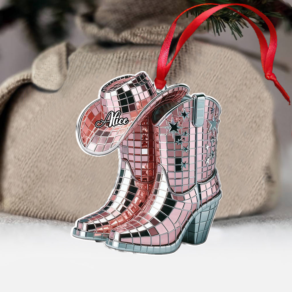 Cowgirl Boots And Hat - Personalized Cowgirl Ornament
