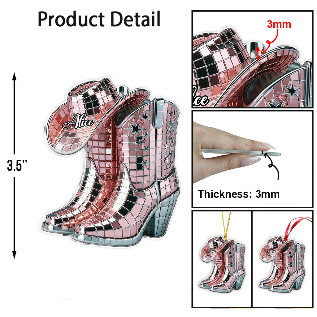 Cowgirl Boots And Hat - Personalized Cowgirl Ornament