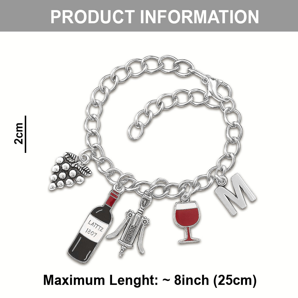 Love Wine - Personalized Wine Bracelet With Charms