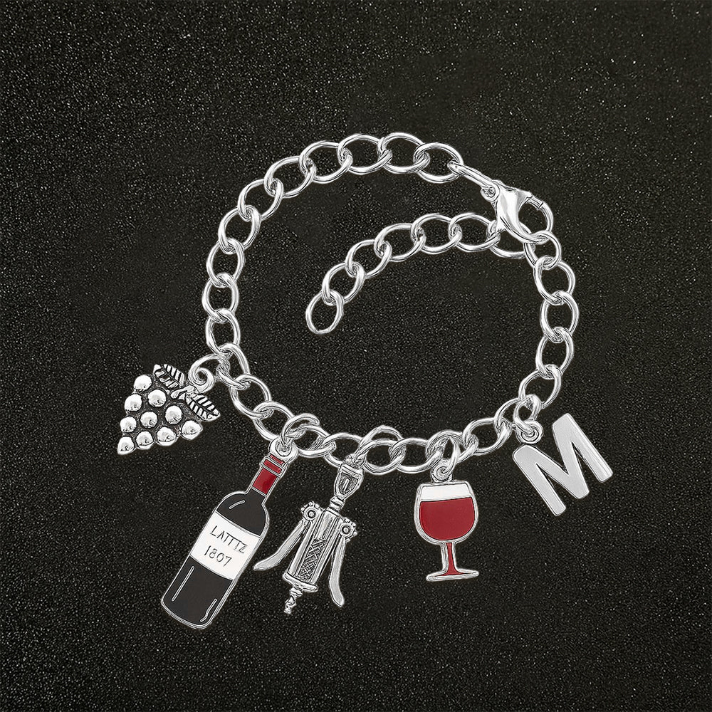 Love Wine - Personalized Wine Bracelet With Charms