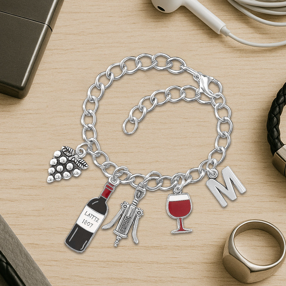 Love Wine - Personalized Wine Bracelet With Charms