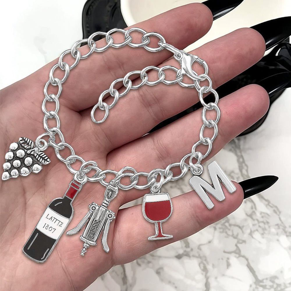 Love Wine - Personalized Wine Bracelet With Charms