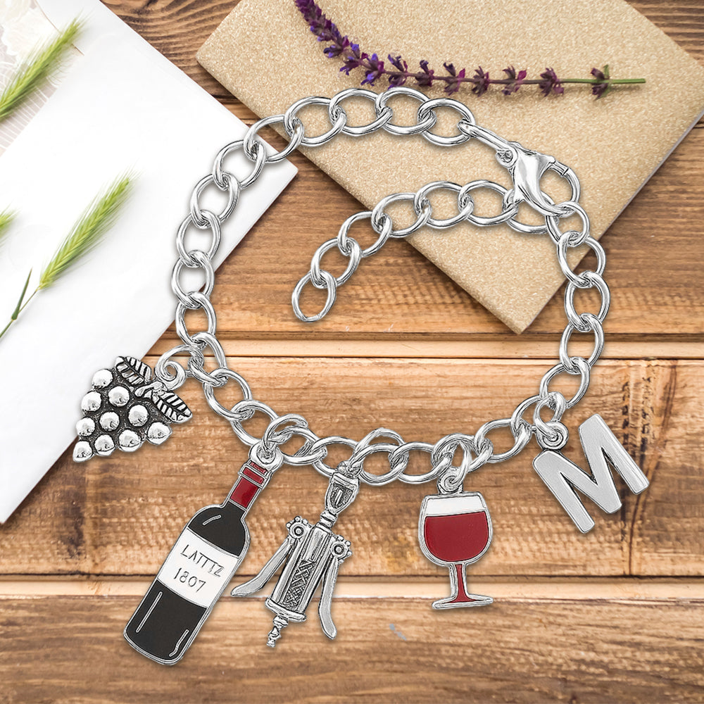 Love Wine - Personalized Wine Bracelet With Charms
