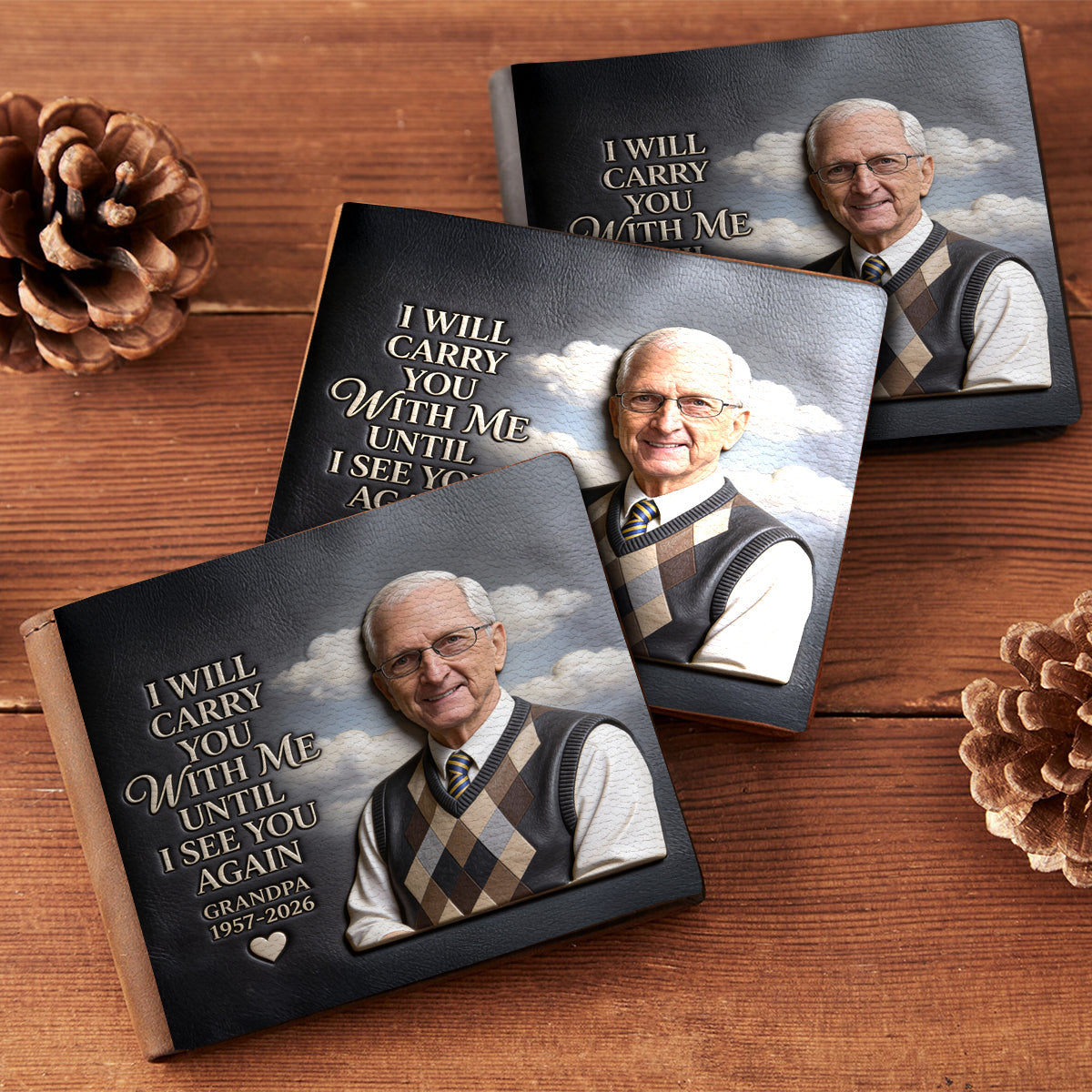 Ich werde dich bei mir tragen – Personalisierte Gedenk-Ledergeldbörse