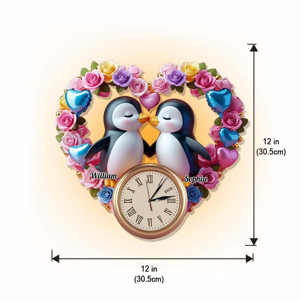 You Are My Penguin - Personalized Couple LED Light Wall Clock
