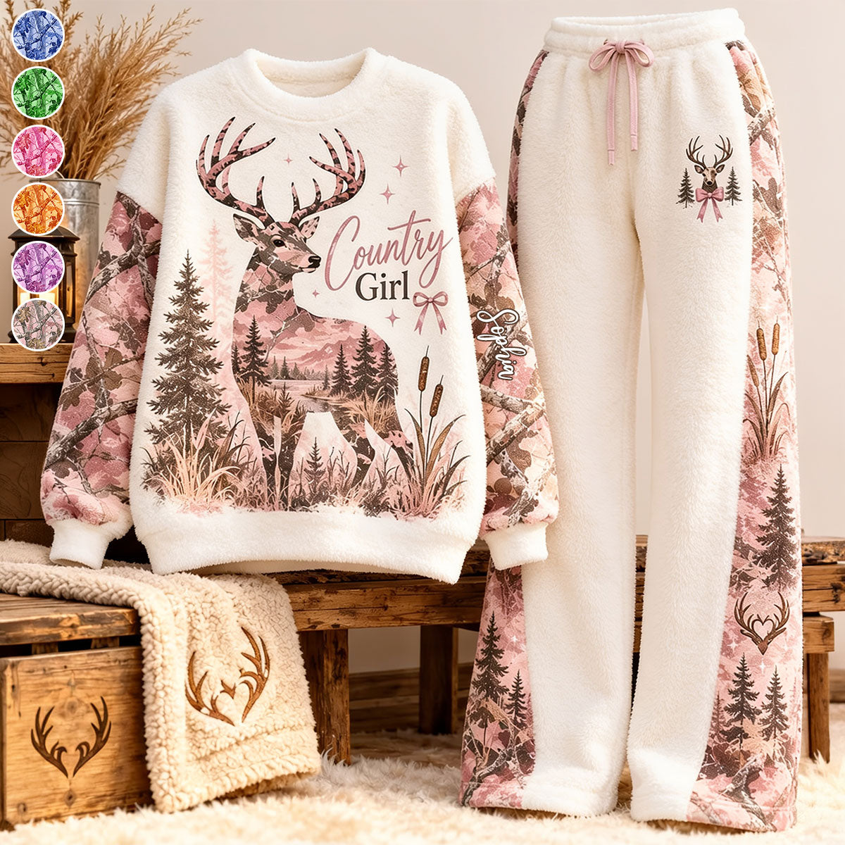 Country Girl - Personalized Hunting Fleece Lounge Set