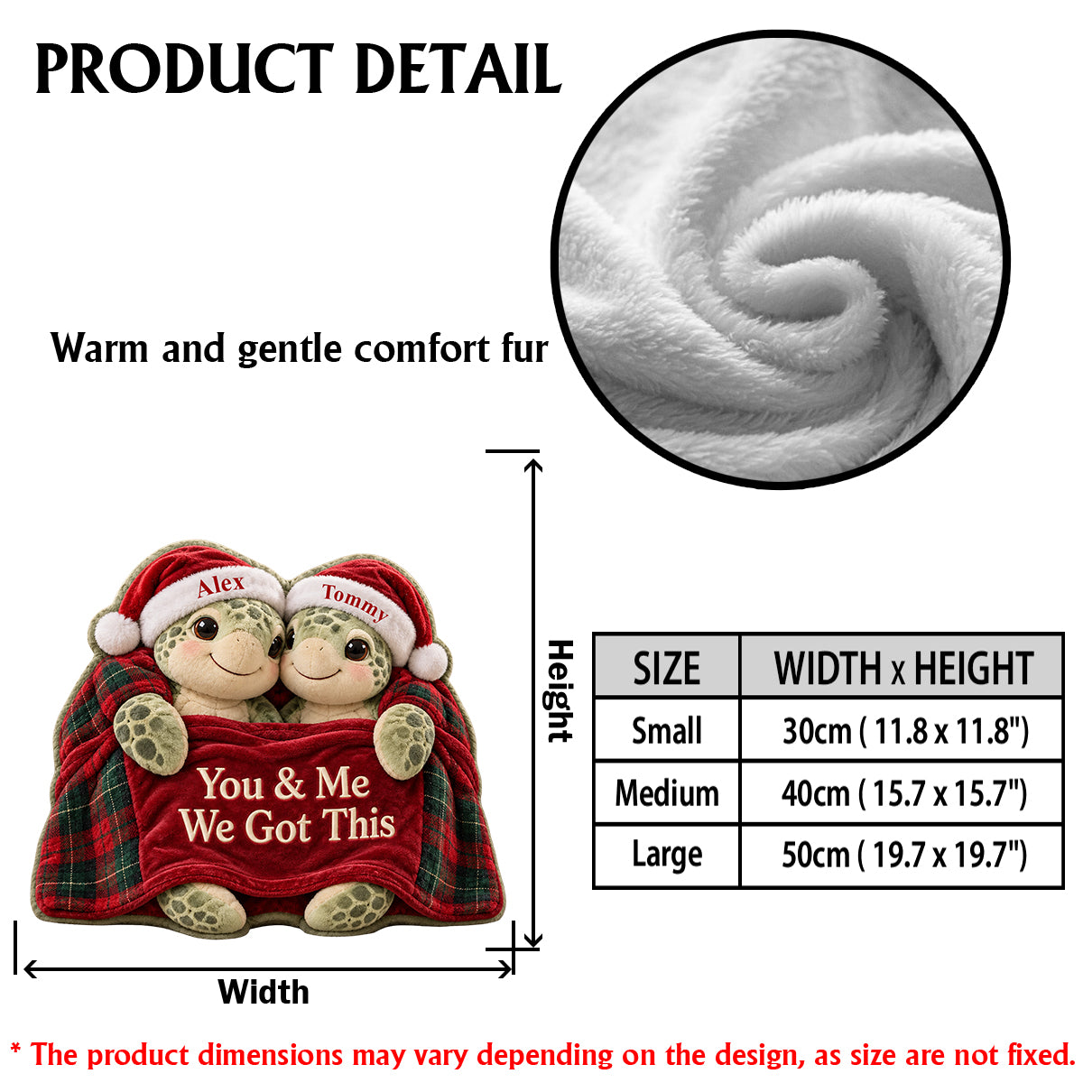 Merry Christmas Turtle Couple - Personalized Turtle Premium Faux Fur Pillow
