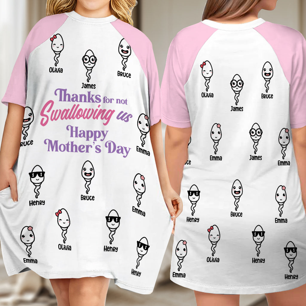 Thanks Mom - Personalized Mother Sleep T-shirt Dress
