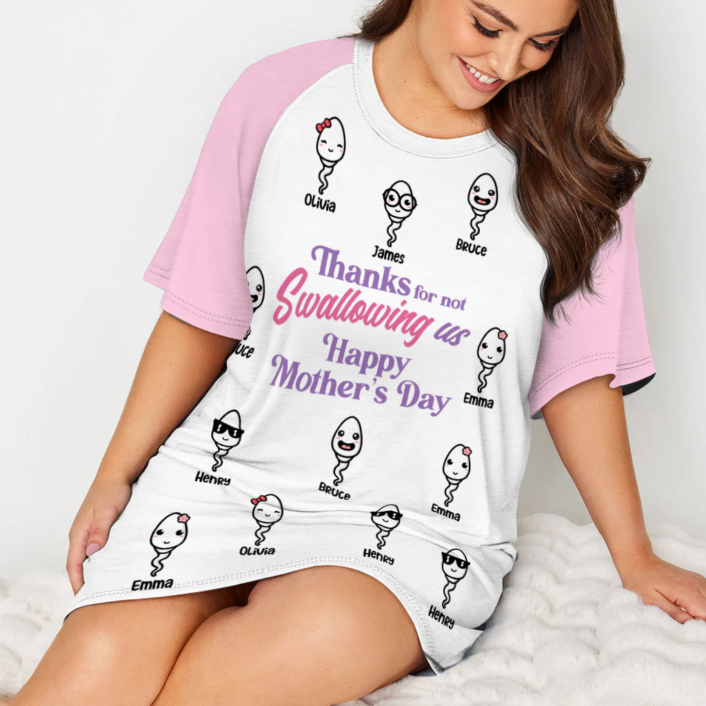 Thanks Mom - Personalized Mother Sleep T-shirt Dress