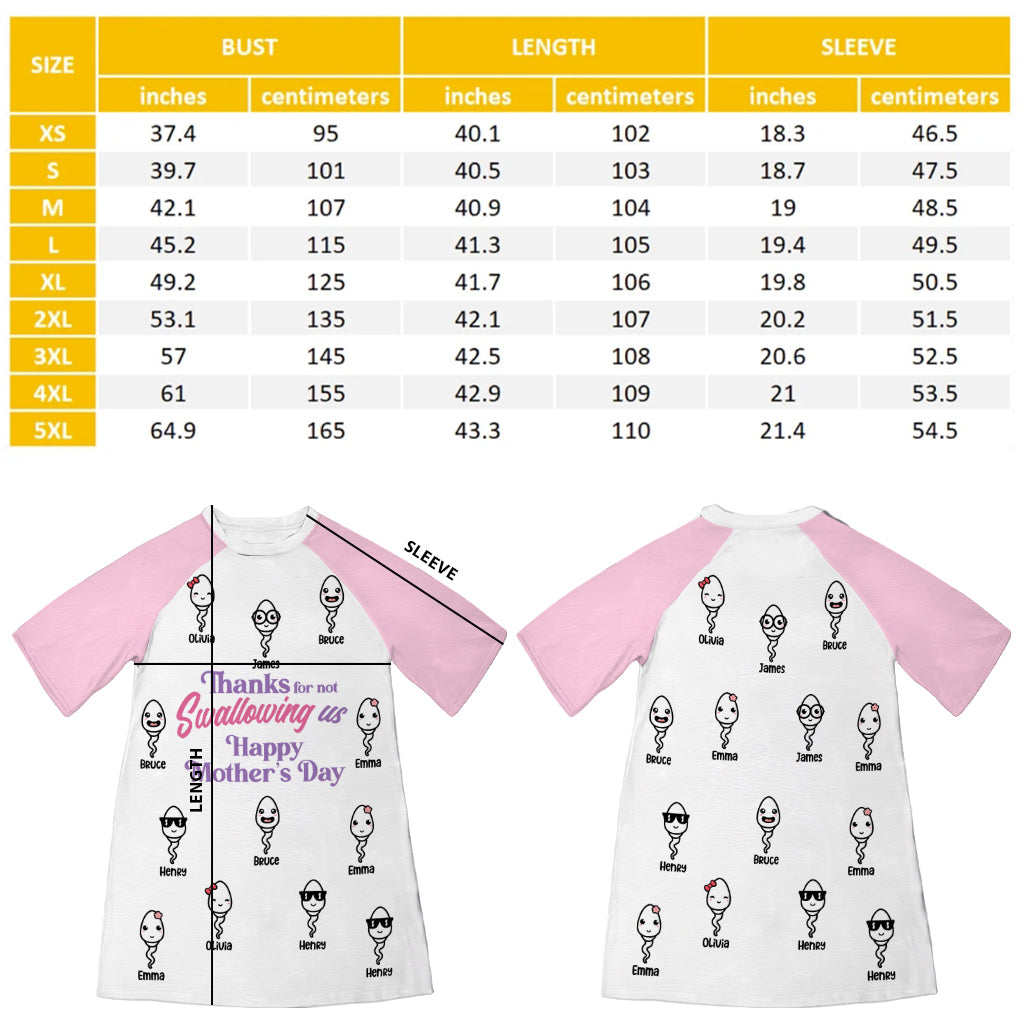 Thanks Mom - Personalized Mother Sleep T-shirt Dress