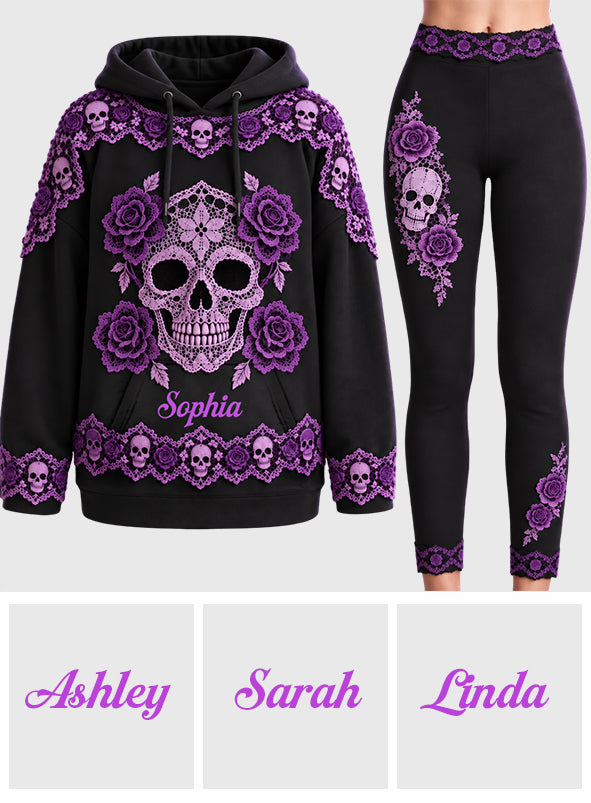 Floral Skull - Personalisierter Skull Hoodie und Leggings